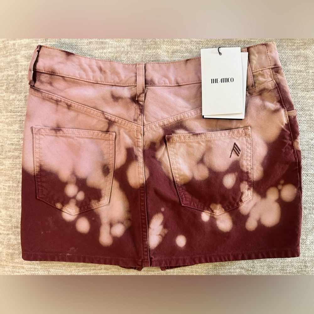 NWT THE ATTICO EUDRA PINK BURGUNDY AND BLUE PAINT SPLATTER MINI SKIRT - Picture 2 of 2